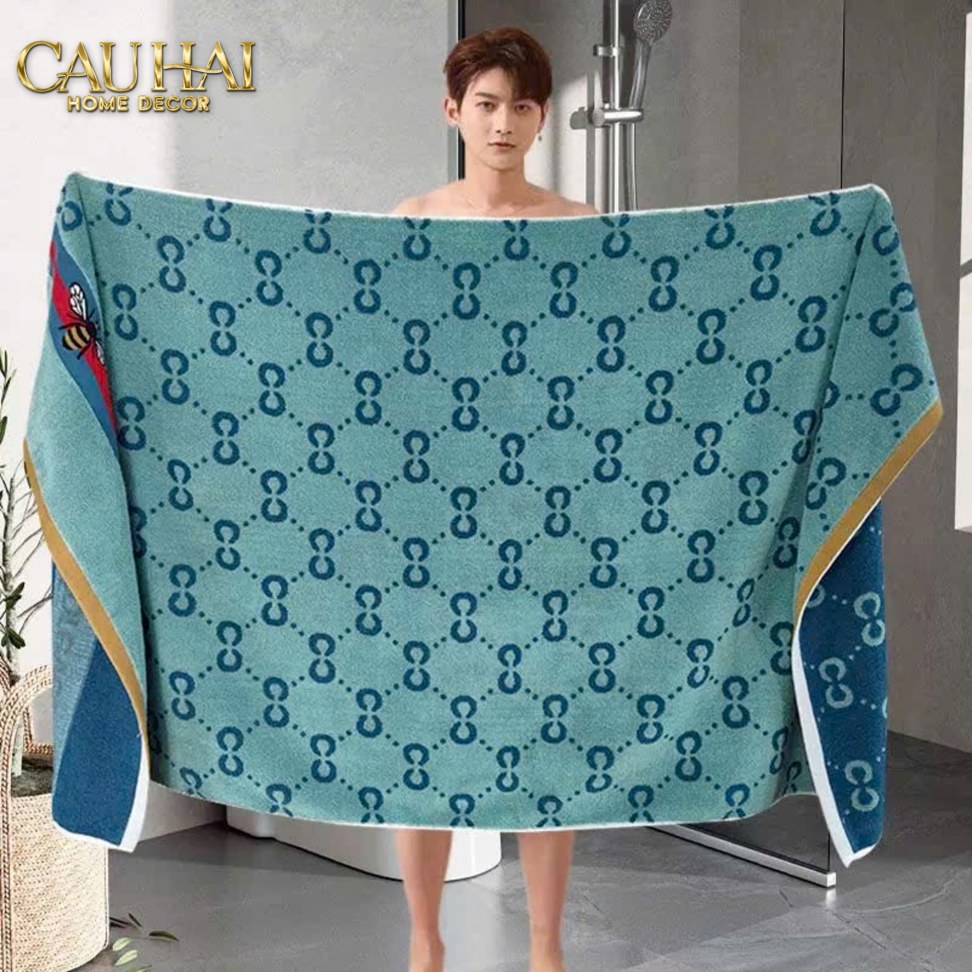 KHĂN TẮM 70x140 VERTE - COBALT NAVY GG BATH TOWEL - CẬU HAI HOME DECOR