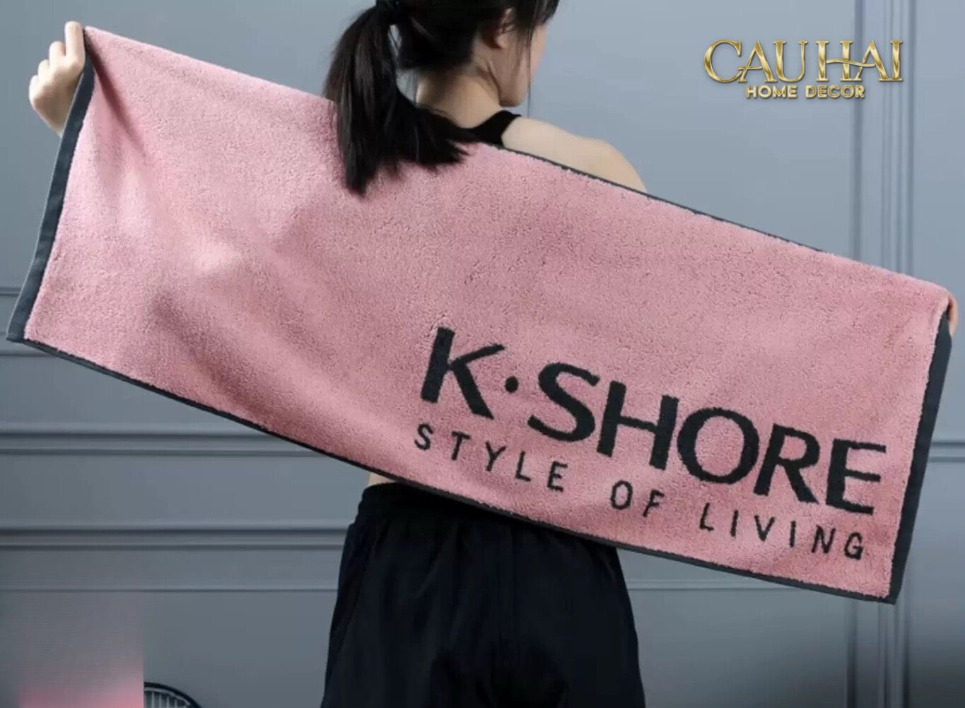 Khăn Thể Thao 38X120 - K.Shore Sporty Towel Pink - CẬU HAI HOME DECOR