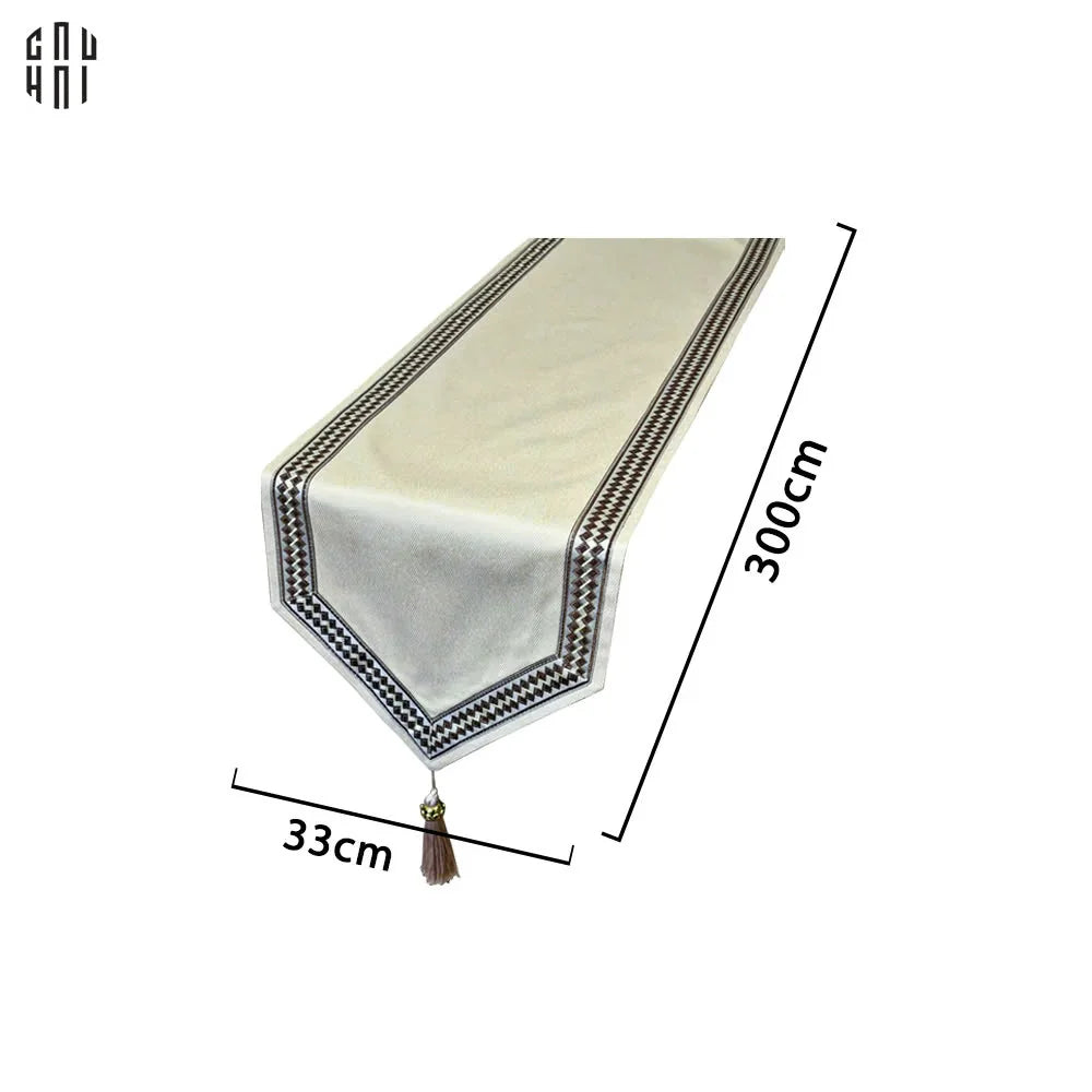 Khăn Trải Bàn - Cataleya Imperial Floral Beige Luxury Embroidered Silk Table Runner-CẬU HAI HOME DECOR