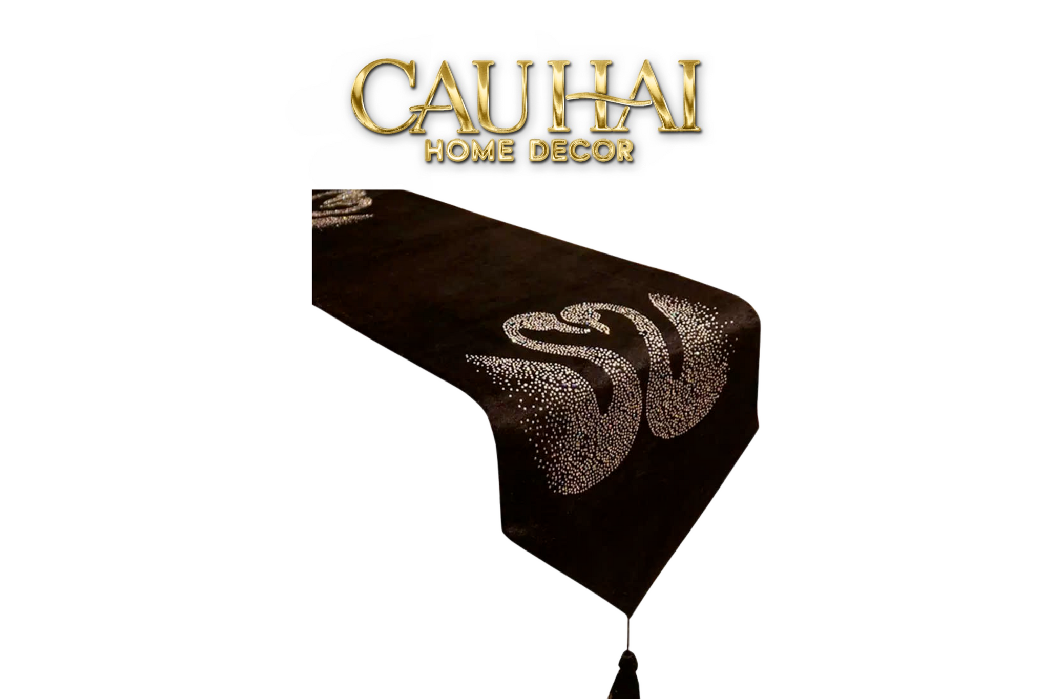 KHĂN TRẢI BÀN - ENIGMA SWAN VELVET TABLE RUNNER 30x220 - CẬU HAI HOME DECOR