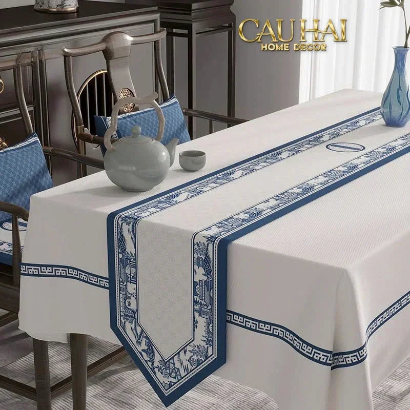 Khăn Trải Bàn Indigo Dynasty Heritage Pastoral Table Runner 3M6-KHĂN TRẢI BÀN-Đối tác tại Trung Quốc theo từng đơn đặt hàng-CẬU HAI HOME DECOR