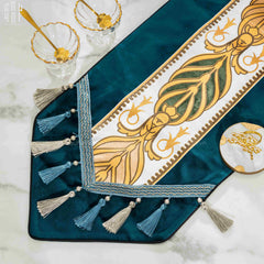 Khăn Trải Bàn Nhung Teal Velvet Mixology Thalia 1M6 Couture Velour Table Runner-CẬU HAI HOME DECOR