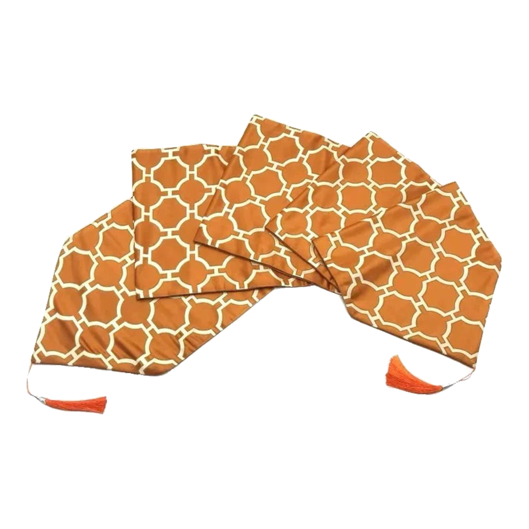 Maison Couture - Khăn Trải Bàn Lụa Treillis Doré Orange Fauve Silk Table Runner 2m4-KHĂN TRẢI BÀN-Đối tác tại Trung Quốc theo từng đơn đặt hàng-CẬU HAI HOME DECOR