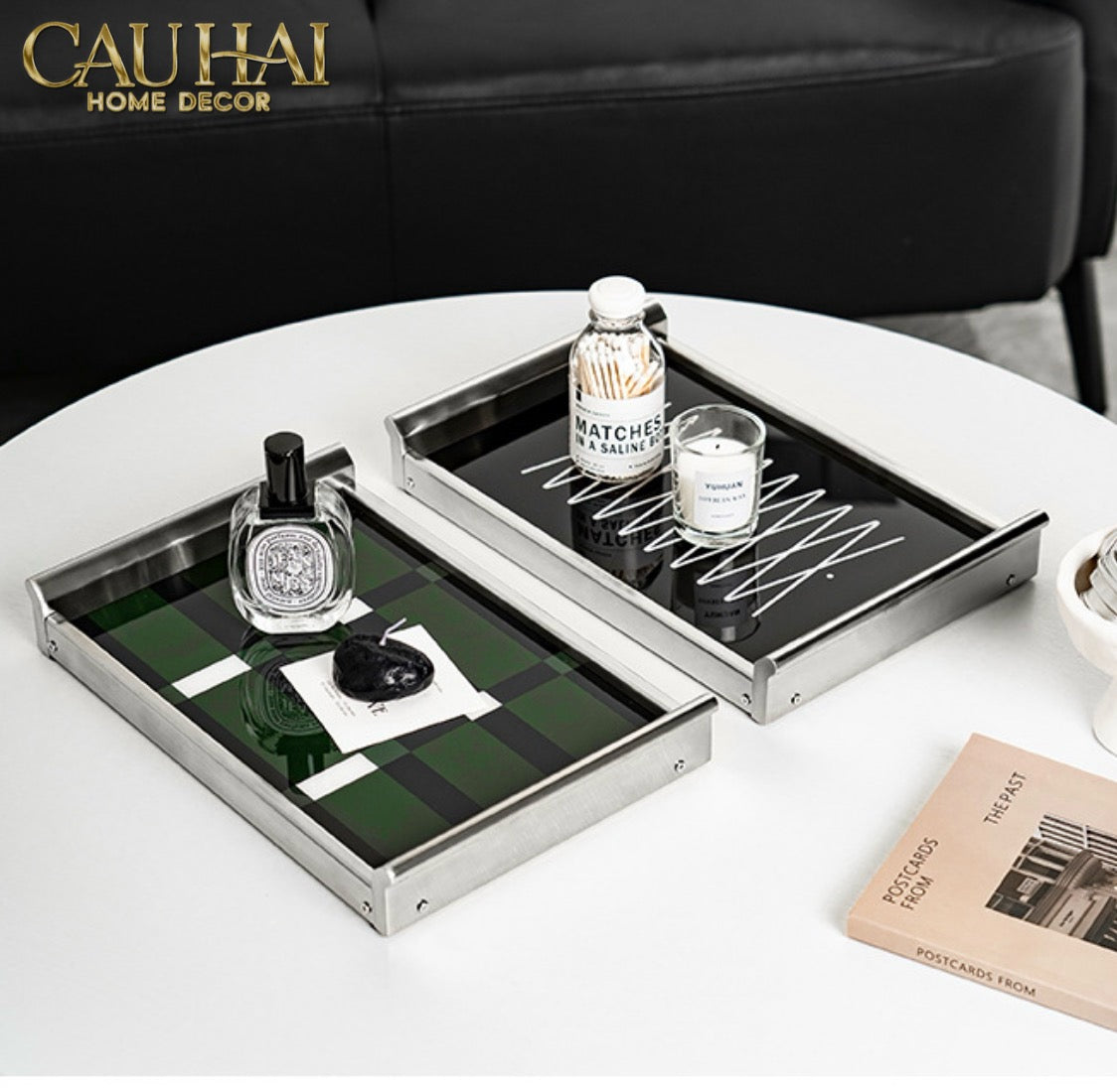 Khay Chữ Nhật Mặt Acrylic Emerald Geometry Rectangular Decorative Trays 25.8x37.2x4.3-CẬU HAI HOME DECOR