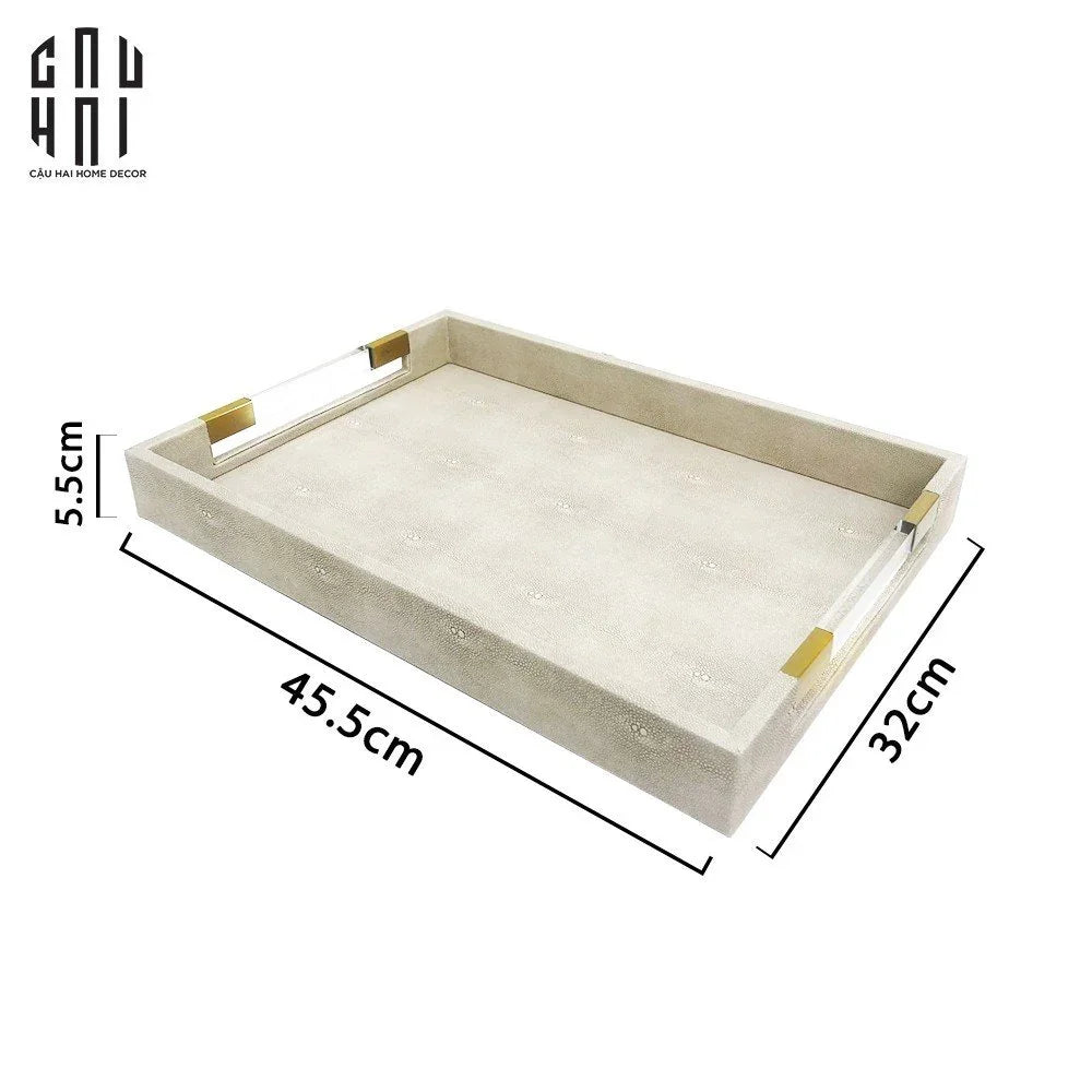 Khay Da Chữ Nhật Brooklyn Grande Lux D'Ivoire Leather Decorative Trays 32x45.5x5.5-CẬU HAI HOME DECOR