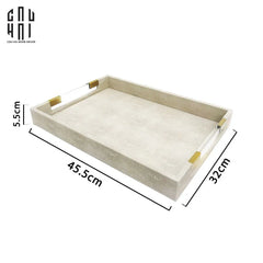Khay Da Chữ Nhật Brooklyn Grande Lux D'Ivoire Leather Decorative Trays 32x45.5x5.5-CẬU HAI HOME DECOR