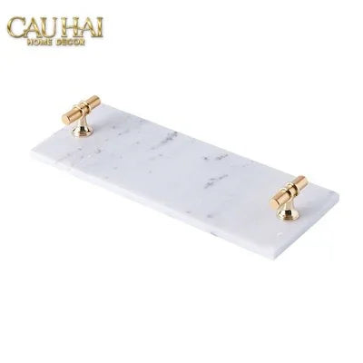 Khay Đá Chữ Nhật Mini Manhattan Urban Terrace Marble Tray - Special Clover Knob 15 X 30-CẬU HAI HOME DECOR