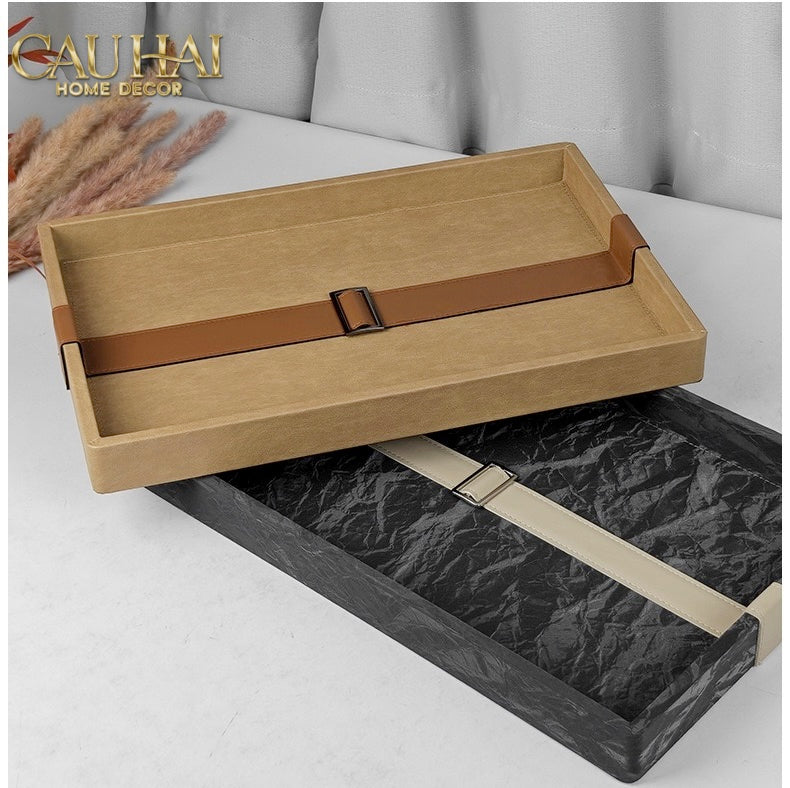 Khay Da Lộn Chữ Nhật Atelier Saddle 30*40-KHAY TRANG TRÍ-CẬU HAI HOME DECOR-CẬU HAI HOME DECOR