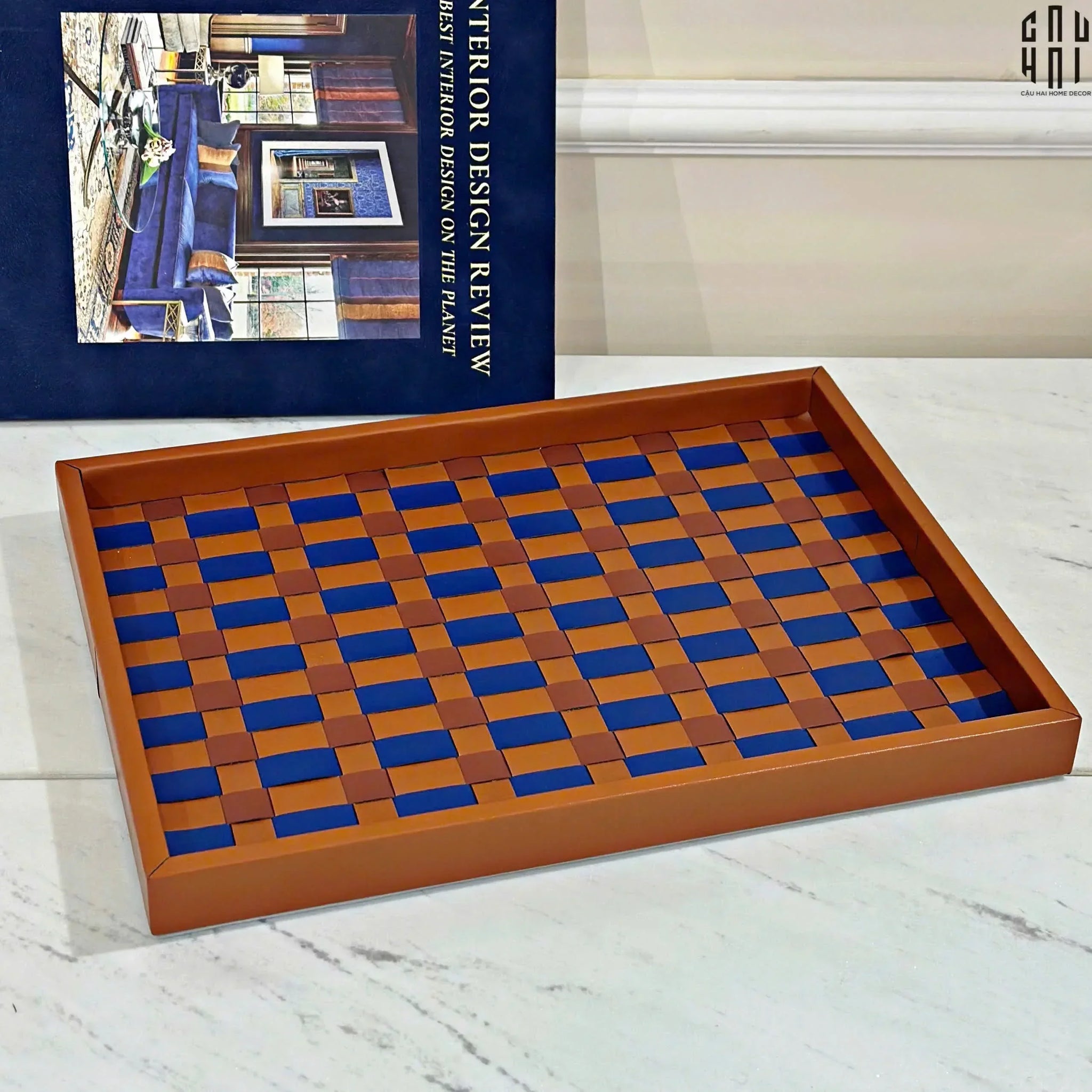 Khay Da Trang Trí Auburn Ruban Cross Tray 30x40-CẬU HAI HOME DECOR