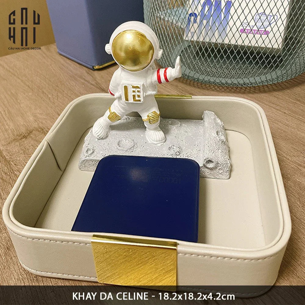 Khay Da Vuông Xám Haute Folie Celine Beauté Changing Trays 18.5x18.5-CẬU HAI HOME DECOR