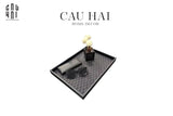 KHAY GỖ BỌC DA COUNTY YARD - BLACK SS25-CẬU HAI HOME DECOR
