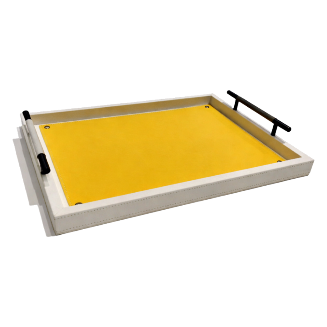 Khay Gỗ Chữ Nhật Chanh Vàng Elegance Luxe Leather - Citrus Jaune 32.5x42.5-KHAY TRANG TRÍ-CẬU HAI HOME DECOR-CẬU HAI HOME DECOR