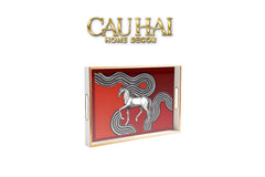 Khay Gỗ Chữ Nhật Mặt Gương H.Class Cosmic Cheval Équestre 25x38-CẬU HAI HOME DECOR