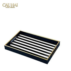 Khay Gỗ Chữ Nhật Rayé Monochrome Stripe Rectangular Serving Trays 28x35-CẬU HAI HOME DECOR