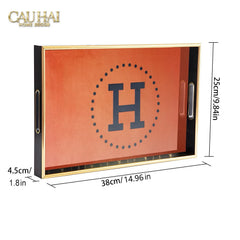 Khay Gỗ Chữ Nhật Signature H Icon Vermilion - Spéciale Édition Rectangular Trays 28x35-CẬU HAI HOME DECOR