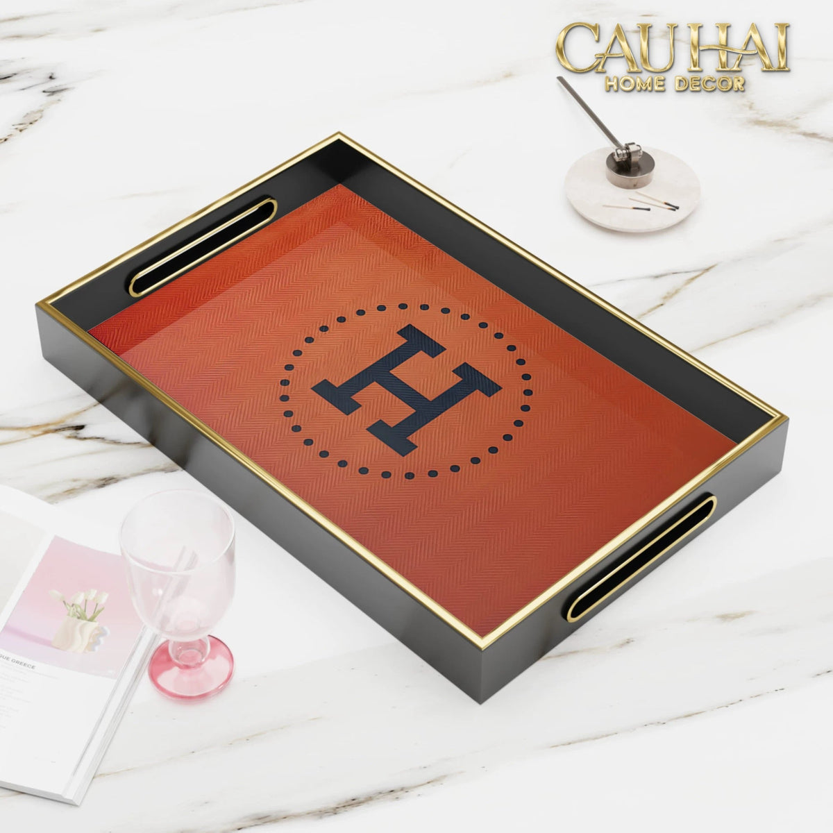 Khay Gỗ Chữ Nhật V Class Golden Barocco Noire Coupe de Dieux 25x38-KHAY TRANG TRÍ-CẬU HAI HOME DECOR-CẬU HAI HOME DECOR