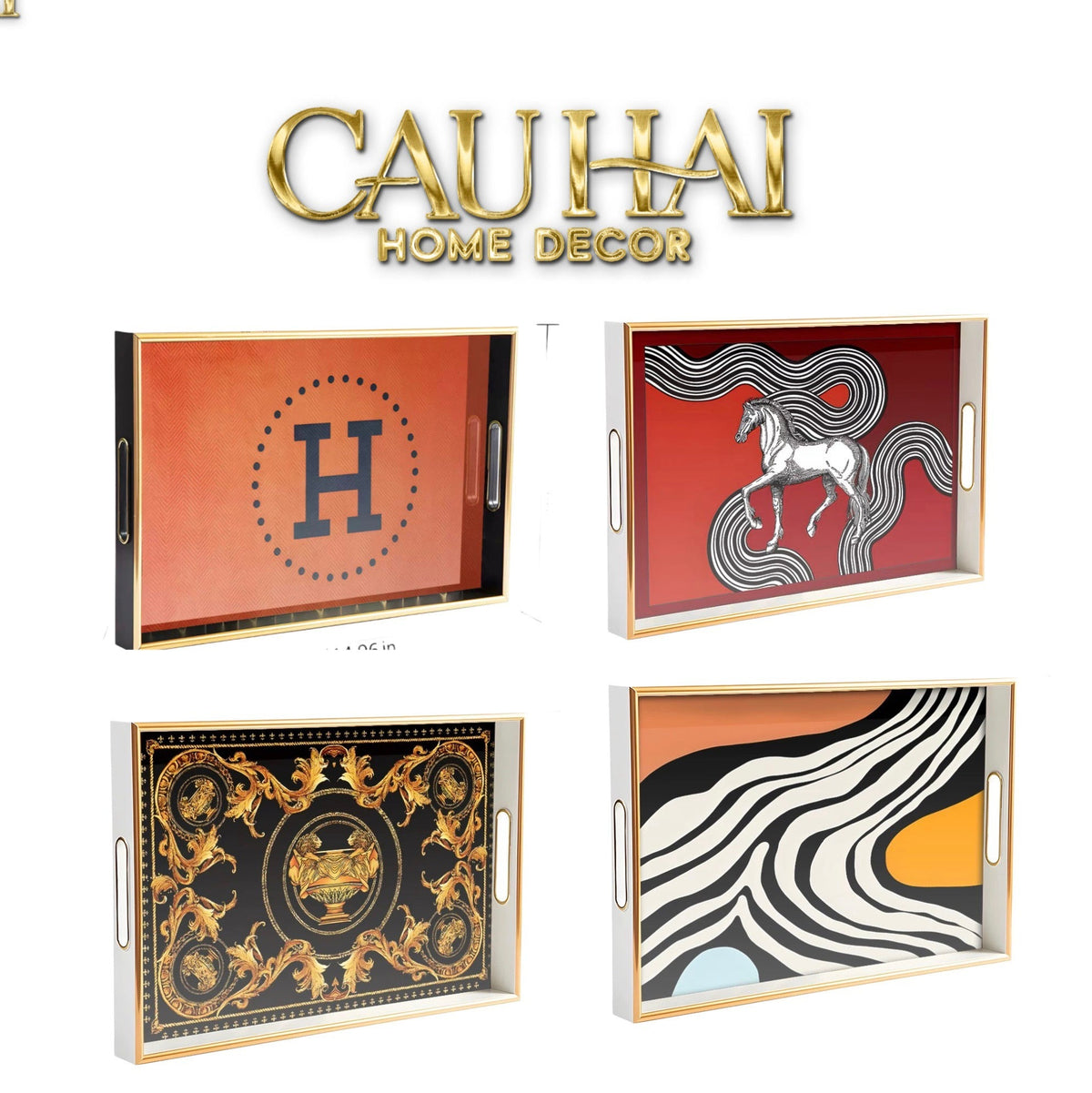 Khay Gỗ Chữ Nhật V Class Golden Barocco Noire Coupe de Dieux 25x38-KHAY TRANG TRÍ-CẬU HAI HOME DECOR-CẬU HAI HOME DECOR
