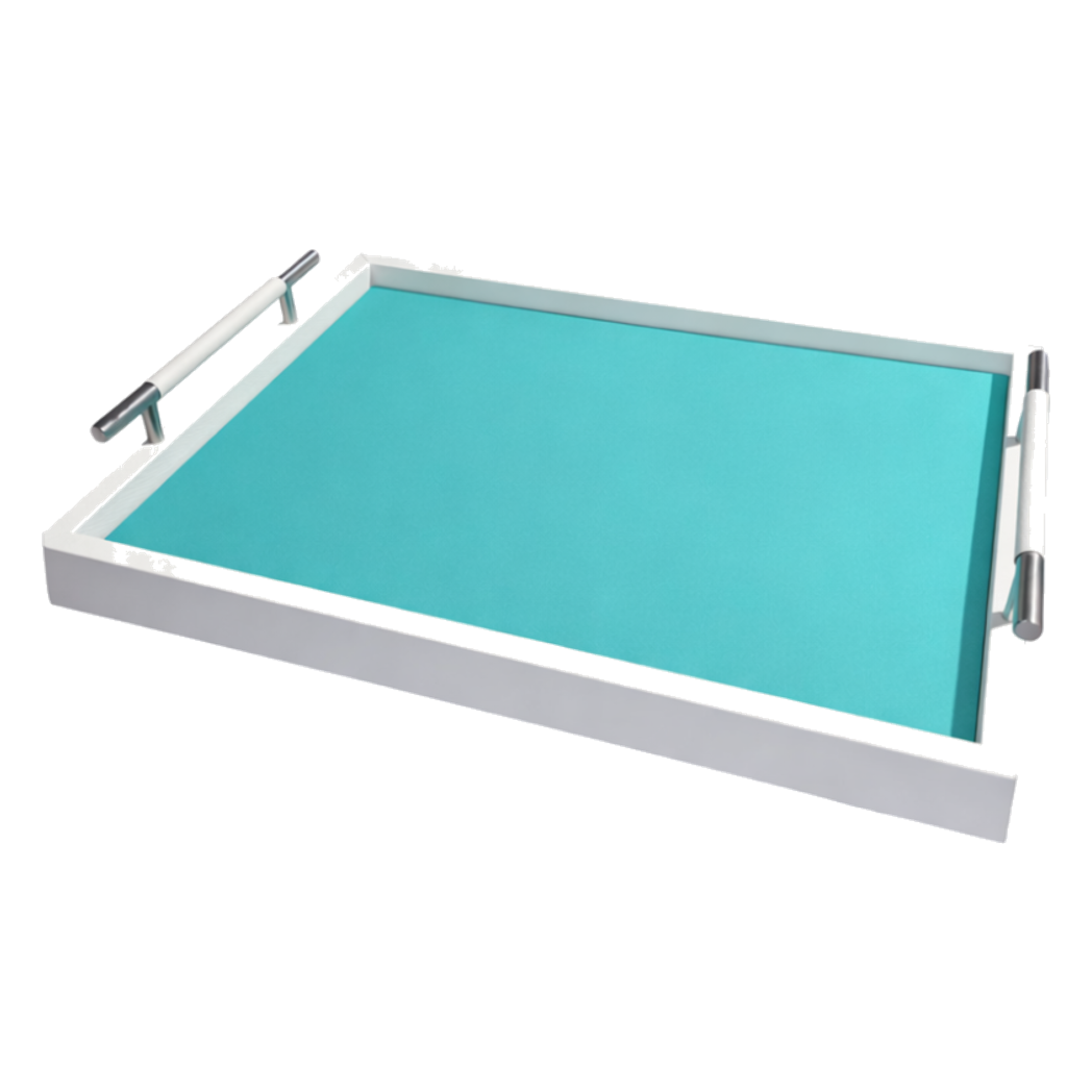 Khay Gỗ Chữ Nhật Xanh Mint Elegance Luxe Leather - Azure Turquoise 32.5x42.5-KHAY TRANG TRÍ-CẬU HAI HOME DECOR-CẬU HAI HOME DECOR