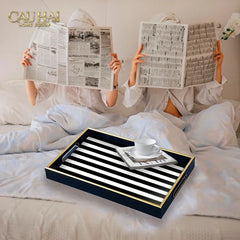 Khay Gỗ Tròn Acrylic Sauvage Zebra Round Serving Trays D35-CẬU HAI HOME DECOR