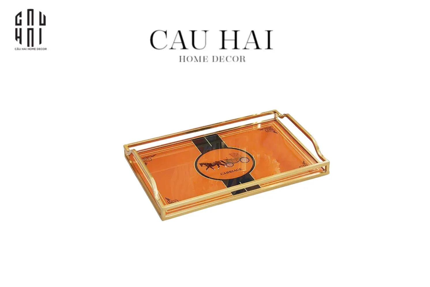 KHAY GƯƠNG CHỮ NHẬT GOLDEN HIGH-CLASS HELIOS TRAY SS25 - CẬU HAI HOME DECOR