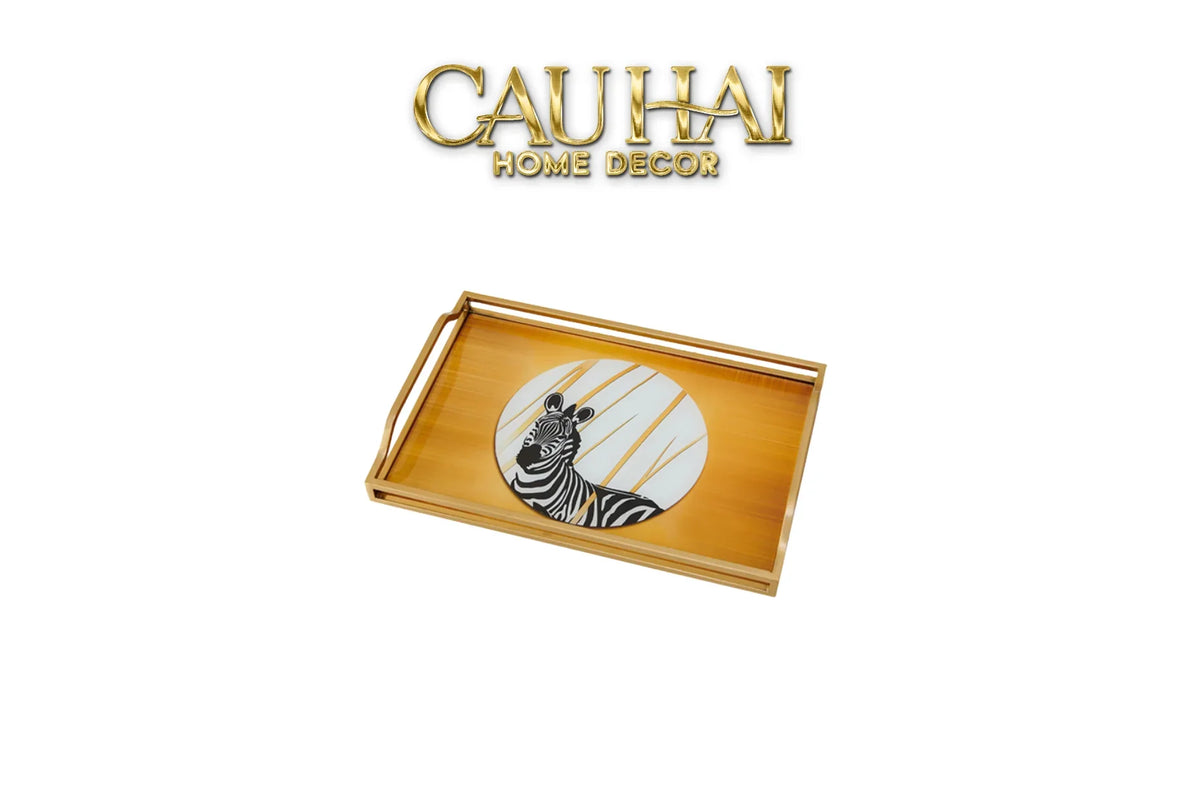 Khay Gương Chữ Nhật Ngựa Vằn Couple de Zèbres 23x43-KHAY TRANG TRÍ-CẬU HAỊ HOME DECOR-CẬU HAI HOME DECOR