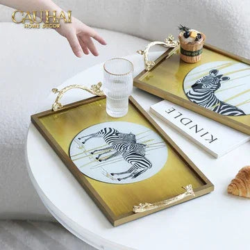 Khay Gương Chữ Nhật Ngựa Vằn Couple de Zèbres 23x43-KHAY TRANG TRÍ-CẬU HAỊ HOME DECOR-CẬU HAI HOME DECOR