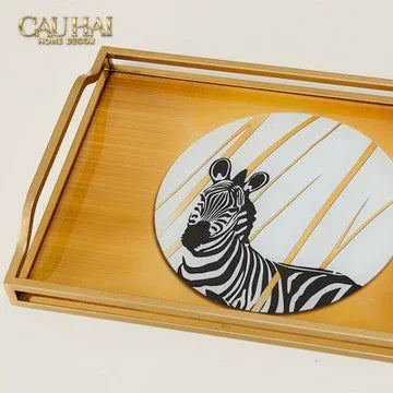 Khay Gương Chữ Nhật Ngựa Vằn Couple de Zèbres 23x43-KHAY TRANG TRÍ-CẬU HAỊ HOME DECOR-CẬU HAI HOME DECOR