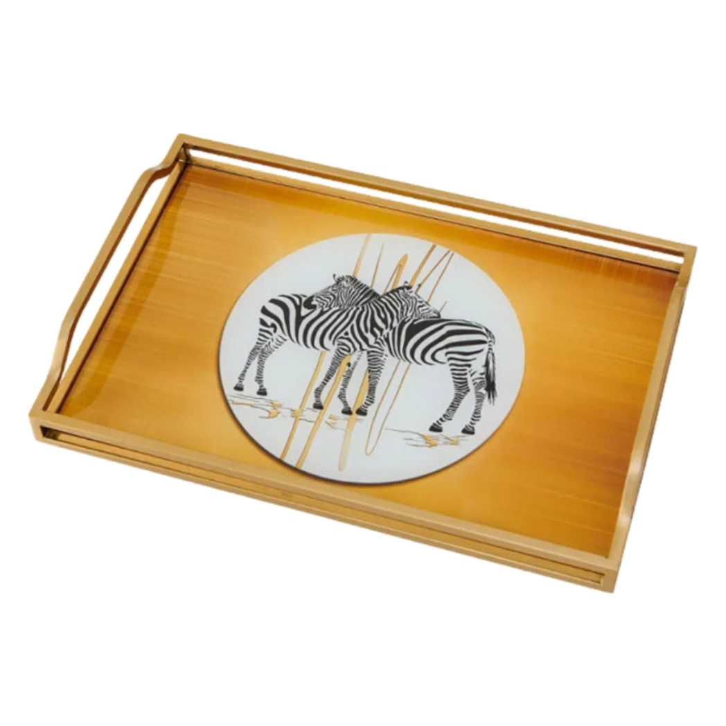 Khay Gương Chữ Nhật Ngựa Vằn Couple de Zèbres 23x43-KHAY TRANG TRÍ-CẬU HAỊ HOME DECOR-CẬU HAI HOME DECOR