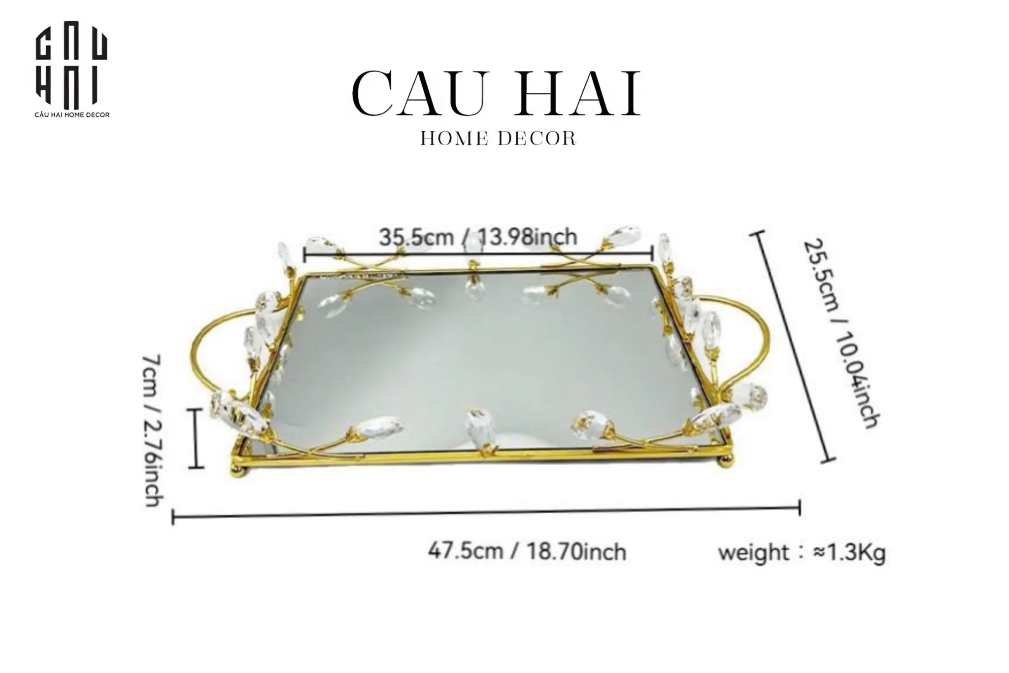 KHAY GƯƠNG FLEUR DE GLACE 25x35 - CẬU HAI HOME DECOR