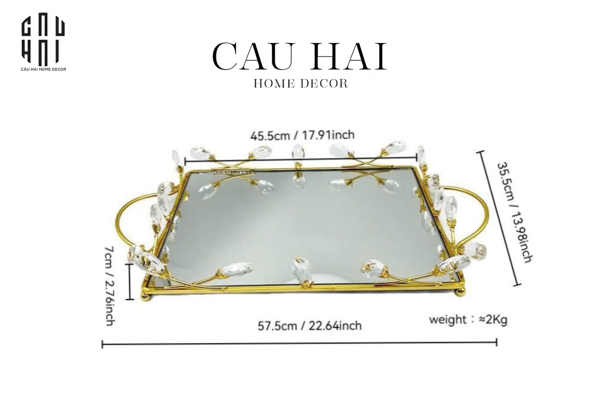KHAY GƯƠNG FLEUR DE GLACE 35x45 - CẬU HAI HOME DECOR