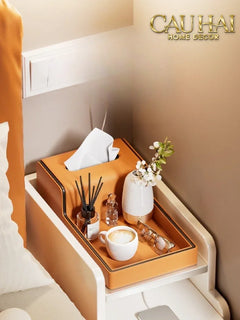 Khay Hộp Khăn Giấy Da - Sienna Leather Valet - Terracota Patina-CẬU HAI HOME DECOR