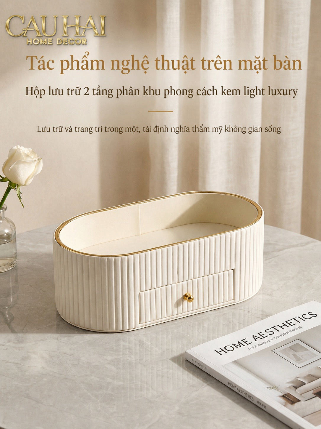 Khay Trang Sức Oval Stag Antler Atelier Cream 28.5x15.3x10-Khay Trang Sức-CẬU HAI HOME DECOR-CẬU HAI HOME DECOR