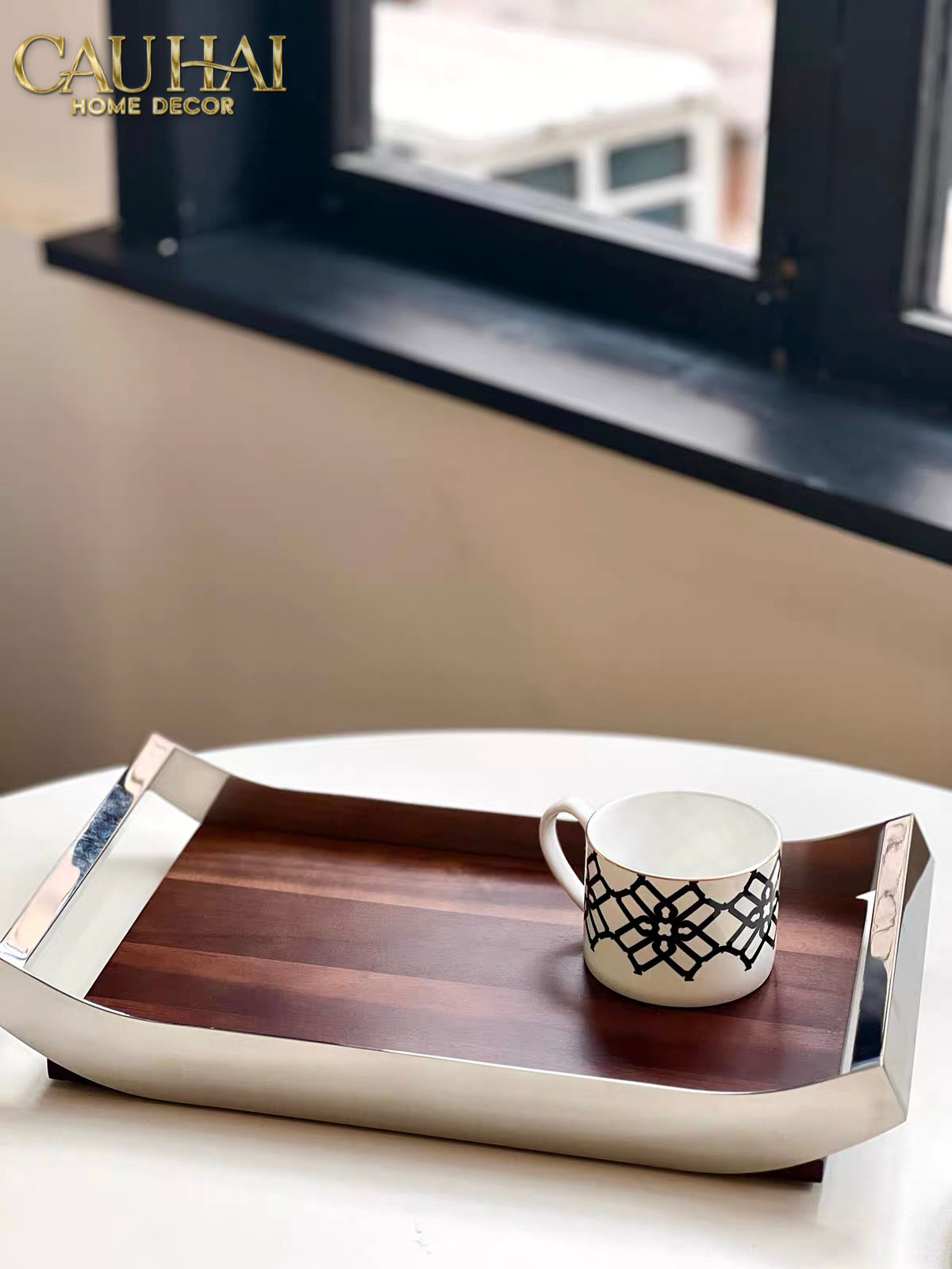 Khay Trang Trí Gỗ Chữ Nhật Sterling Walnut 45x30-KHAY TRANG TRÍ-CẬU HAI HOME DECOR-CẬU HAI HOME DECOR