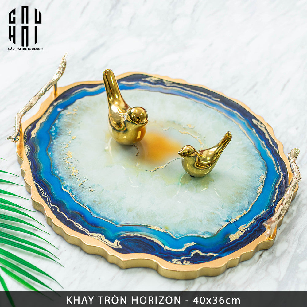 Khay Tròn Abysses Bleu Profond Ronde Decorative Trays 36x40-KHAY TRANG TRÍ-CẬU HAI HOME DECOR-CẬU HAI HOME DECOR