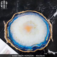 Khay Tròn Abysses Bleu Profond Ronde Decorative Trays 36x40-CẬU HAI HOME DECOR