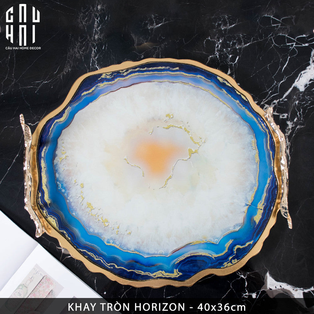 Khay Tròn Abysses Bleu Profond Ronde Decorative Trays 36x40-KHAY TRANG TRÍ-CẬU HAI HOME DECOR-CẬU HAI HOME DECOR