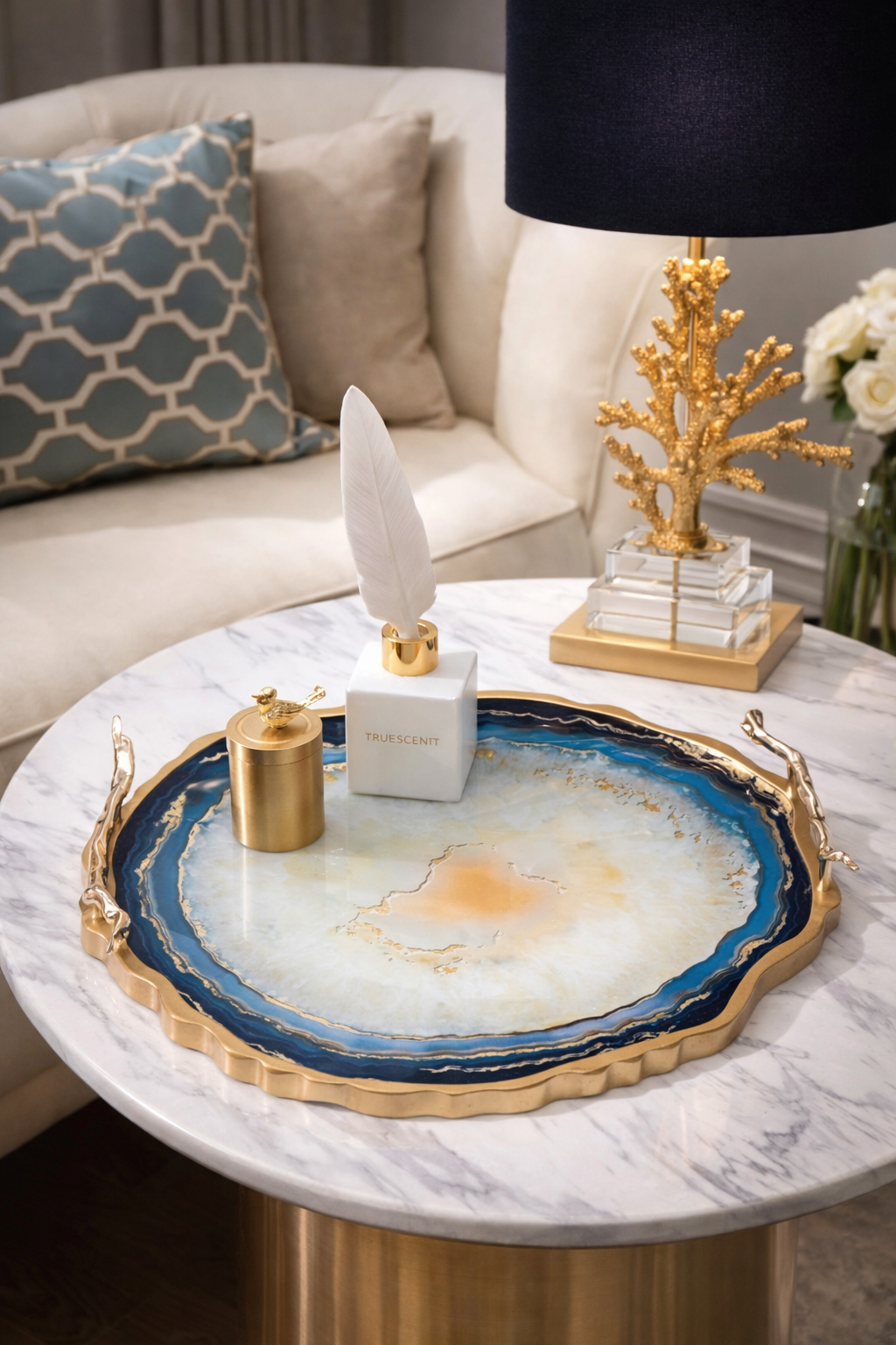 Khay Tròn Abysses Bleu Profond Ronde Decorative Trays 36x40-KHAY TRANG TRÍ-CẬU HAI HOME DECOR-CẬU HAI HOME DECOR