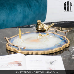 Khay Tròn Abysses Bleu Profond Ronde Decorative Trays 36x40-CẬU HAI HOME DECOR