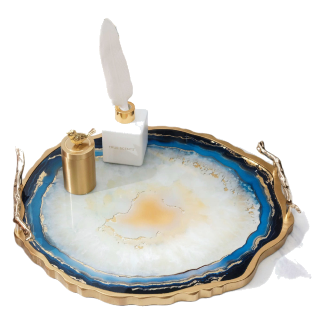 Khay Tròn Abysses Bleu Profond Ronde Decorative Trays 36x40-KHAY TRANG TRÍ-CẬU HAI HOME DECOR-CẬU HAI HOME DECOR