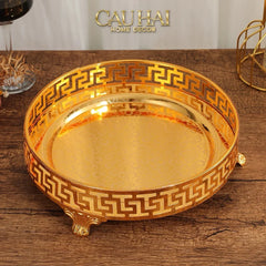 Khay Tròn Babylon Persian Greek Key D25-CẬU HAI HOME DECOR
