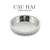KHAY TRÒN CRYSTAL MIRROR LUXE TRAY FW25 - CẬU HAI HOME DECOR
