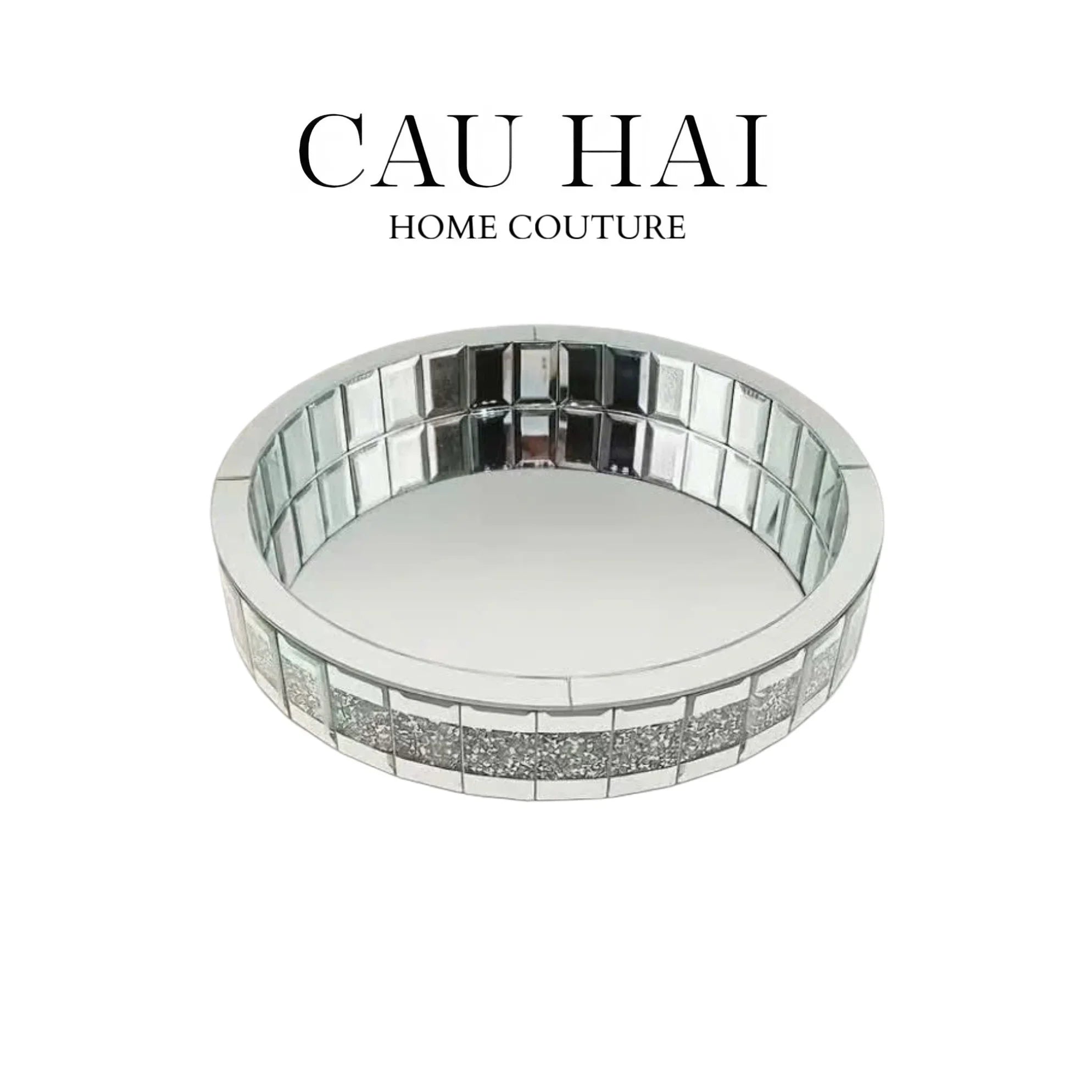 KHAY TRÒN CRYSTAL MIRROR LUXE TRAY FW25 - CẬU HAI HOME DECOR