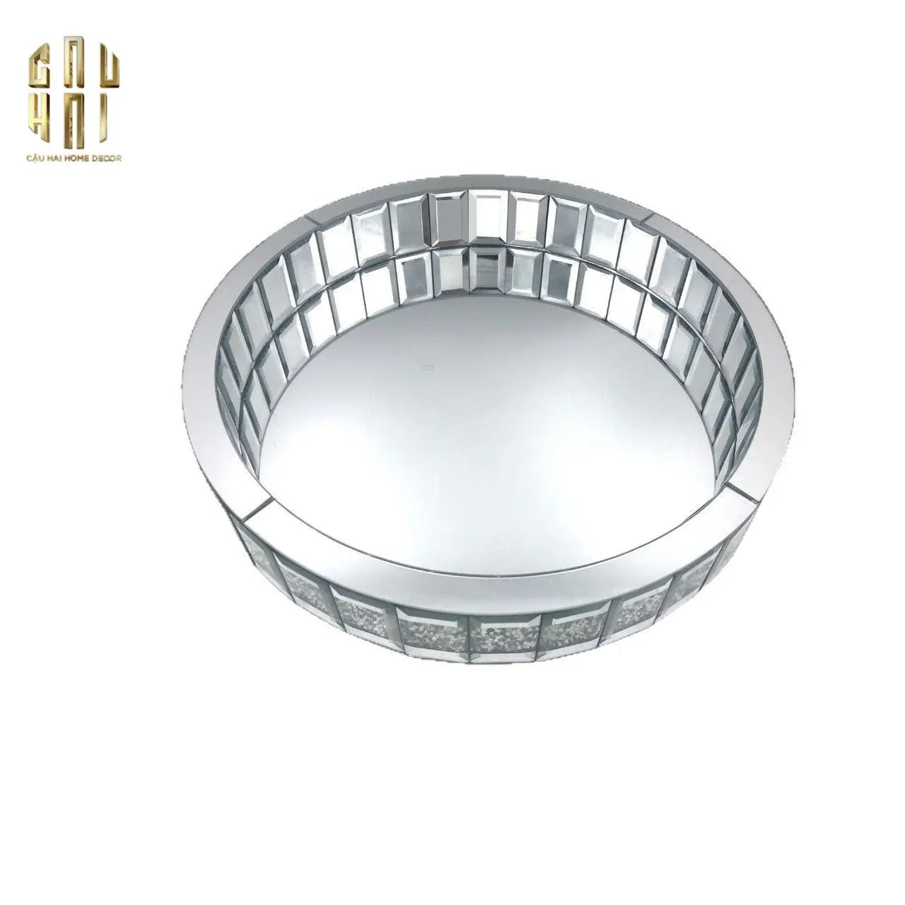 KHAY TRÒN CRYSTAL MIRROR LUXE TRAY FW25 - CẬU HAI HOME DECOR