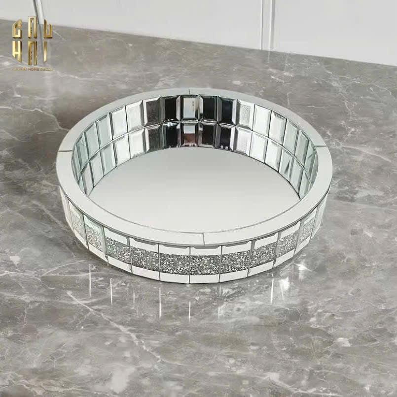 KHAY TRÒN CRYSTAL MIRROR LUXE TRAY FW25 - CẬU HAI HOME DECOR