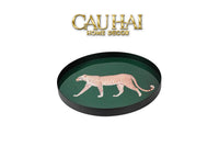 Khay Tròn Mặt Acrylic Báo Đốm Emerald Leopard Écartier Ronde Decorative Trays 30x30x2.7-CẬU HAI HOME DECOR