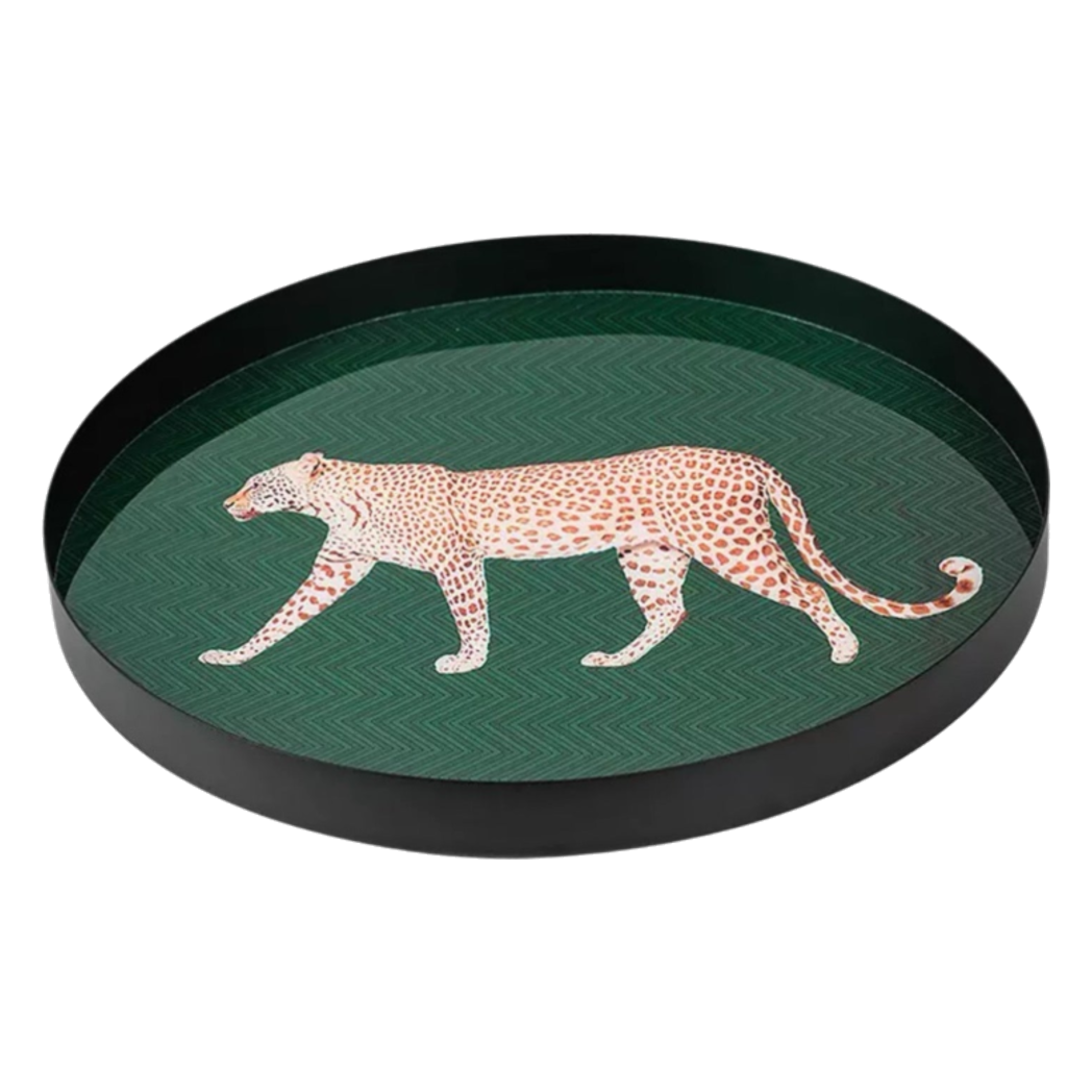 Khay Tròn Mặt Acrylic Báo Đốm Emerald Leopard Écartier Ronde Decorative Trays 30x30x2.7-KHAY TRANG TRÍ-CẬU HAI HOME DECOR-CẬU HAI HOME DECOR
