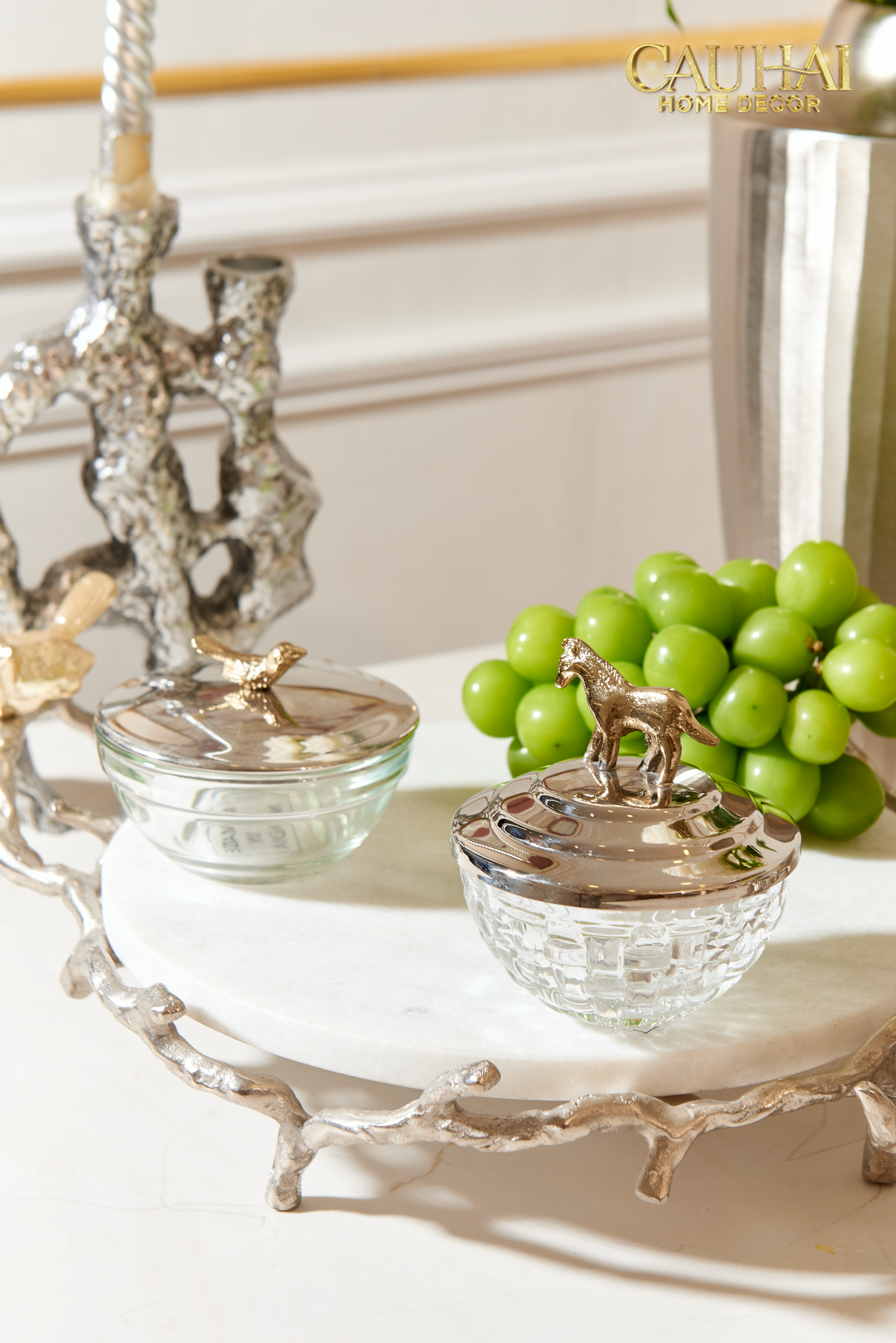 Elysian Couture - Lọ Kẹo Ngựa Đồng Brasson Stallion Ashva Royale Candy Jar Indira Atélier 11.4x12.7