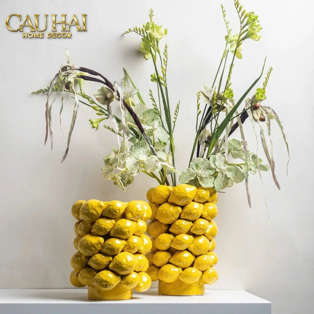 La Sicilia Royale - Bình Hoa Ceramic Citron - Éclat Jaune H25*19-BÌNH HOA-Đối tác tại Trung Quốc theo từng đơn đặt hàng-CẬU HAI HOME DECOR