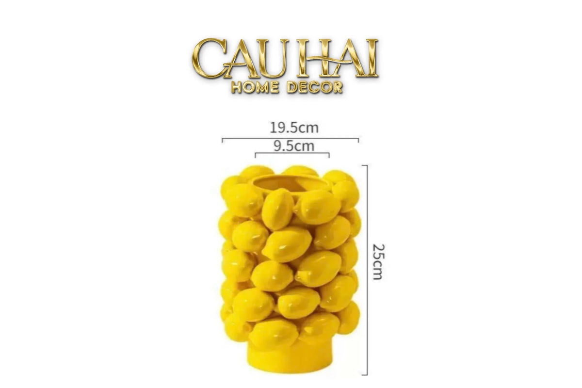 La Sicilia Royale - Bình Hoa Ceramic Citron - Éclat Jaune H25*19-BÌNH HOA-Đối tác tại Trung Quốc theo từng đơn đặt hàng-CẬU HAI HOME DECOR