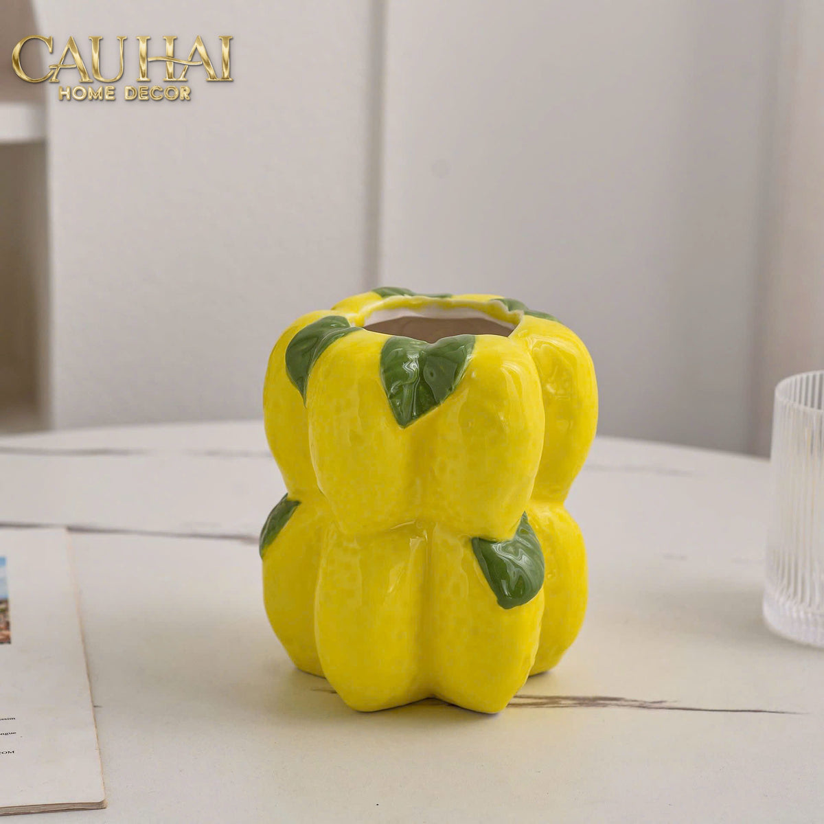 La Sicilia Royale - Set 2 Bình Gốm Sứ Chanh Vàng — Citrine Bloom Ceramic Pair-BÌNH GỐM SỨ-CẬU HAI HOME DECOR-CẬU HAI HOME DECOR